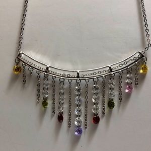 NEW! 16” MULTI CRYSTAL NECKLACE RODIUM HONG KONG